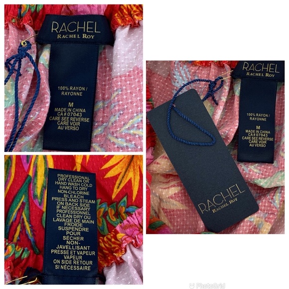 RACHEL Rachel Roy NWT Red Tropical Floral Patterned Off-the Shoulder Top, Medium - Picture 15 of 15